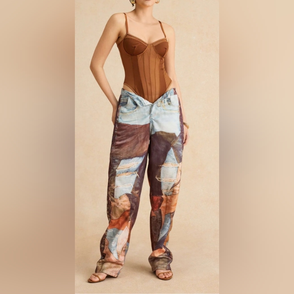 Micas Patchwork Distressed Women Jeans NWTs - Picture 2 of 7